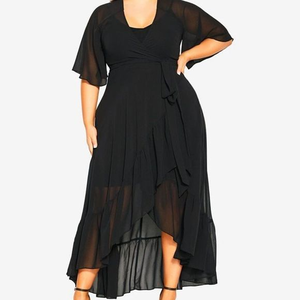 NWT CITY CHIC Black‎ Sheer Maxi Flutter Wrap (M/18)